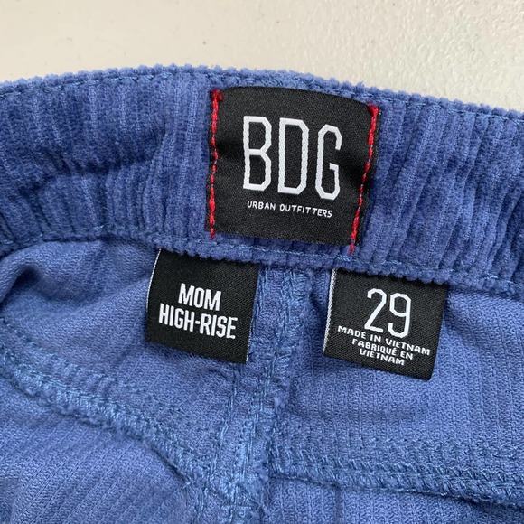 BDG Urban Outfitters High Rise Mom Corduroy Pants Blue Size 29 Straight Leg - Picture 6 of 10